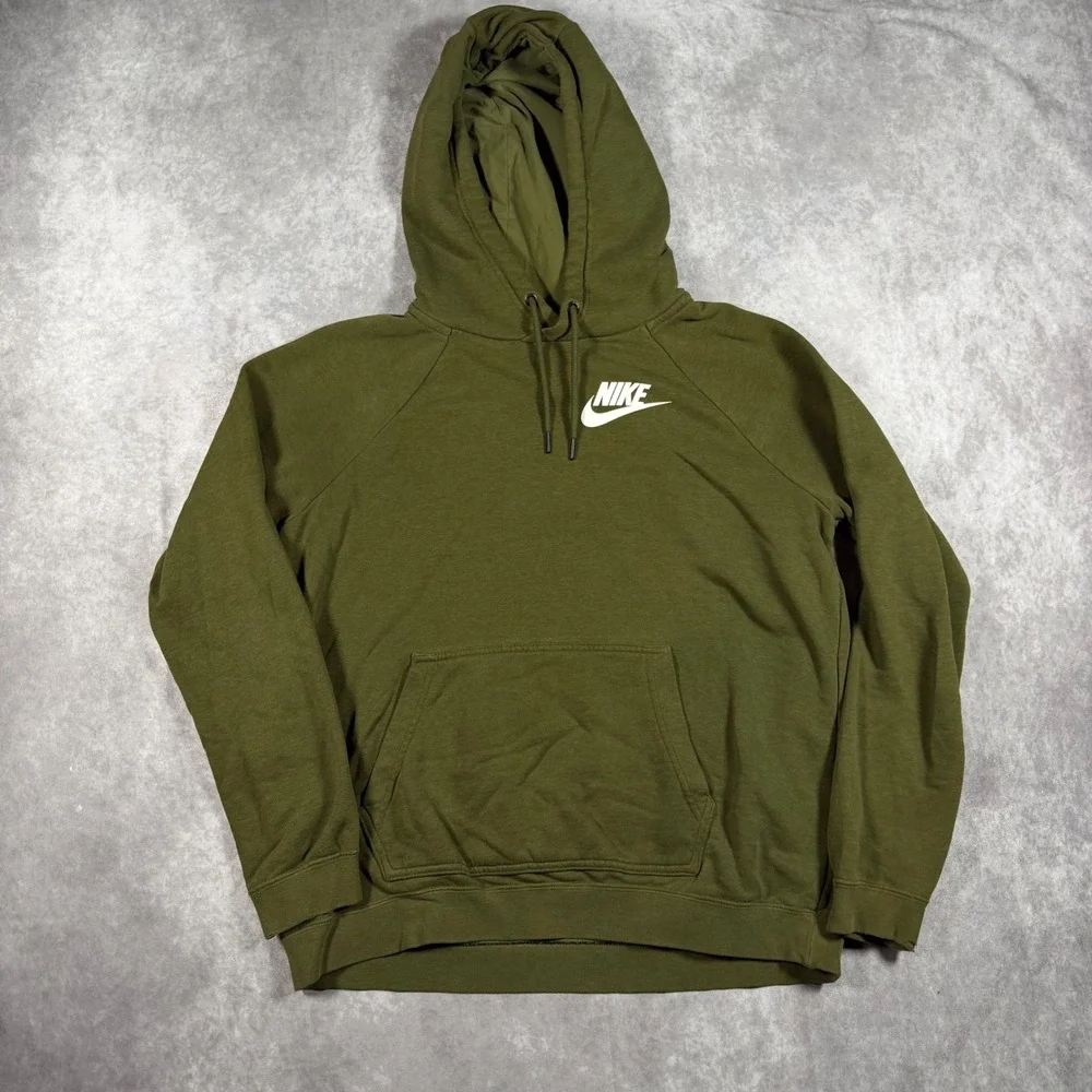 Nike Mens Sportswear Club Fleece Pullover Hoodie Olive Green Medium Athleisure